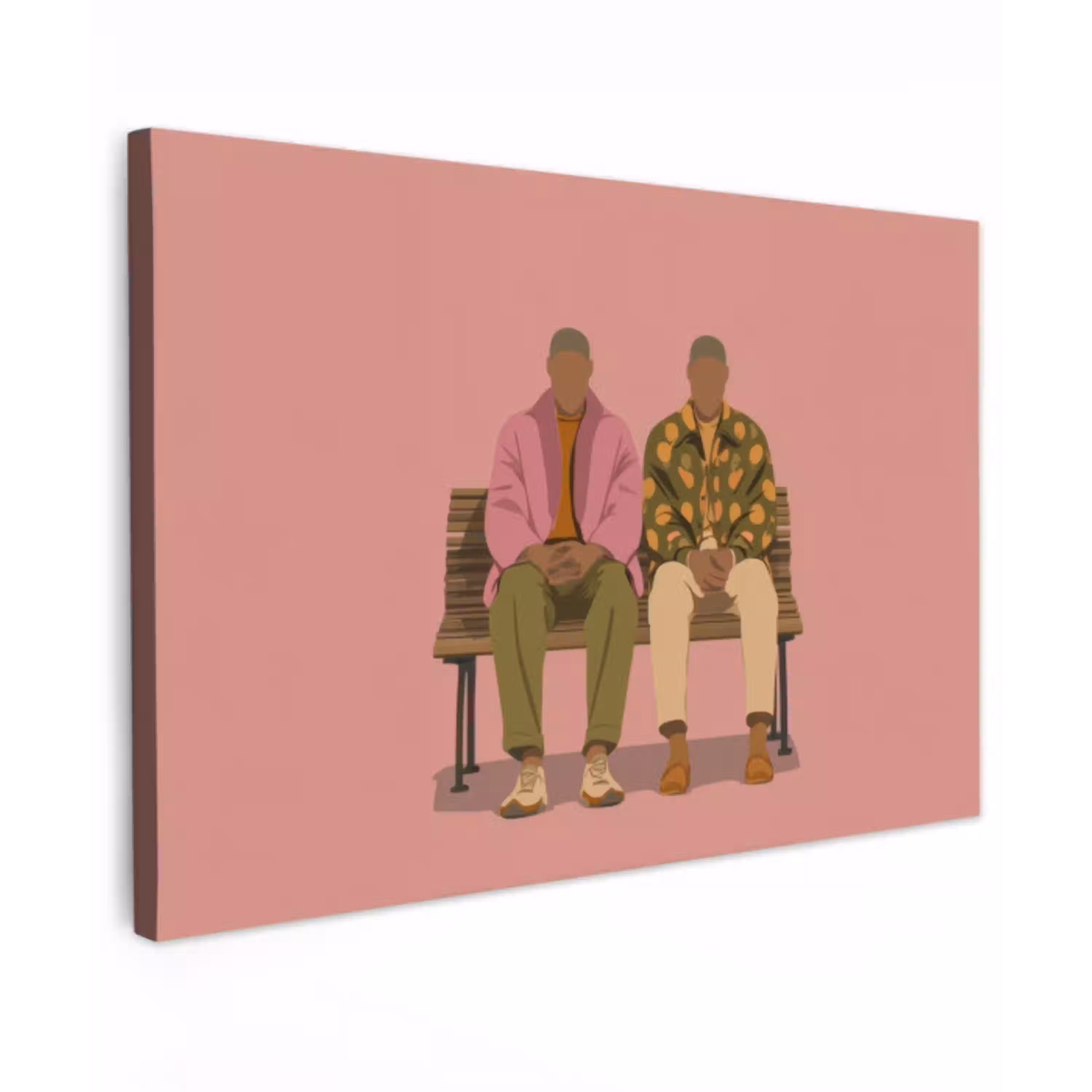 Illustratie - Bankje - Personen - Minimalistisch canvas 2cm klein -z3d