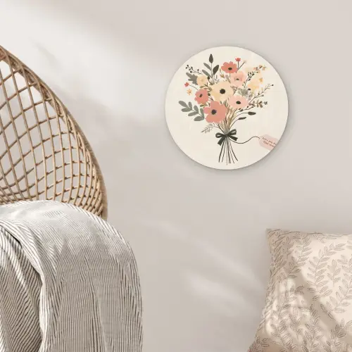 Bloemen - Quote - Beige - Lint Wandcirkel plexiglas klein -sfeer5