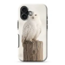 Sneeuwuil - Paal - Winter - Portret - Majestueus Toughcase MagSafe Apple iPhone 17 klein -3d