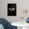 Wereldkaart - Beige - Zwart fotolijst zwart zonder passe partout klein -sfeer4