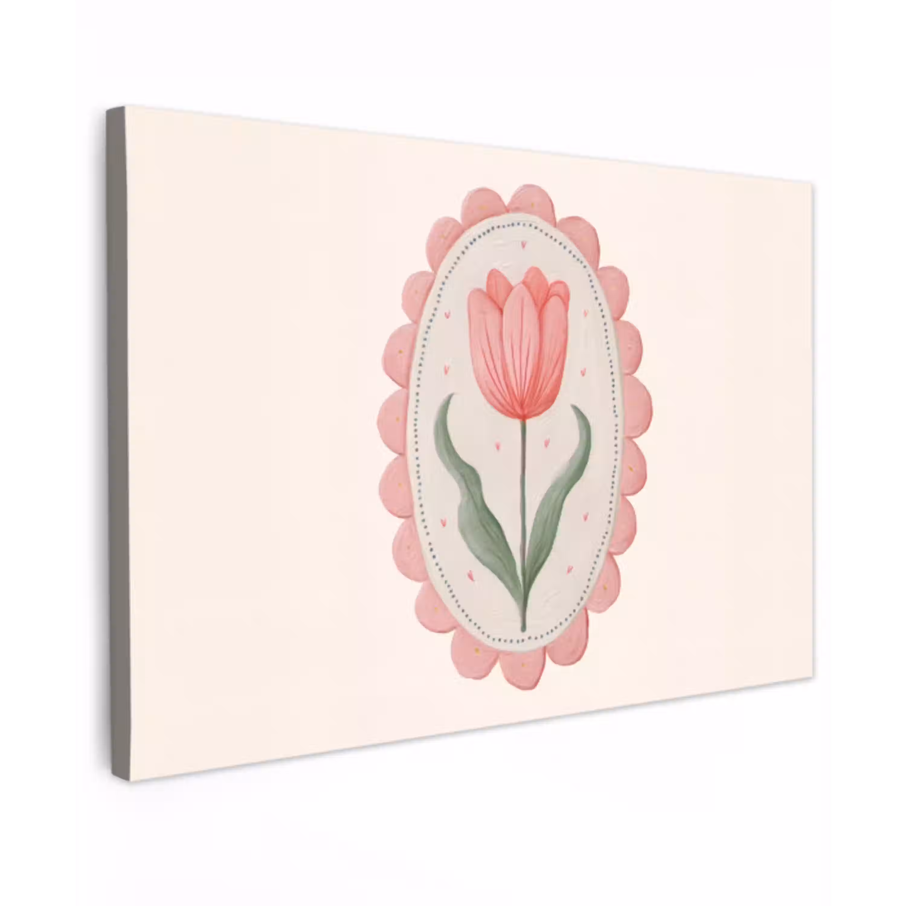 Tulp - Lijst - Ovaal - Illustratie canvas 2cm klein -z3d