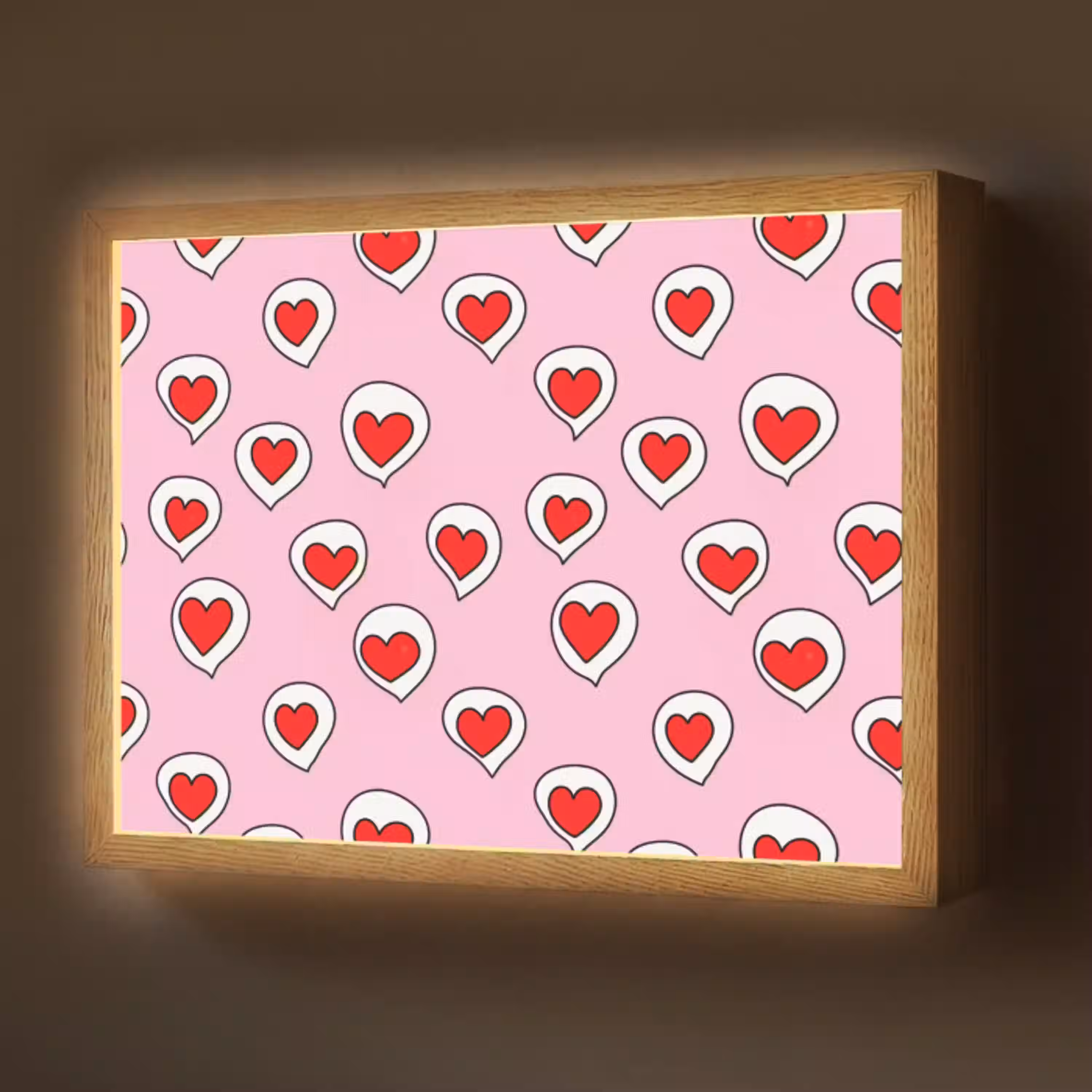 Hartjes - Patroon - Rood Light Box met batterij (Wandlamp) middel 907 -z3d_website
