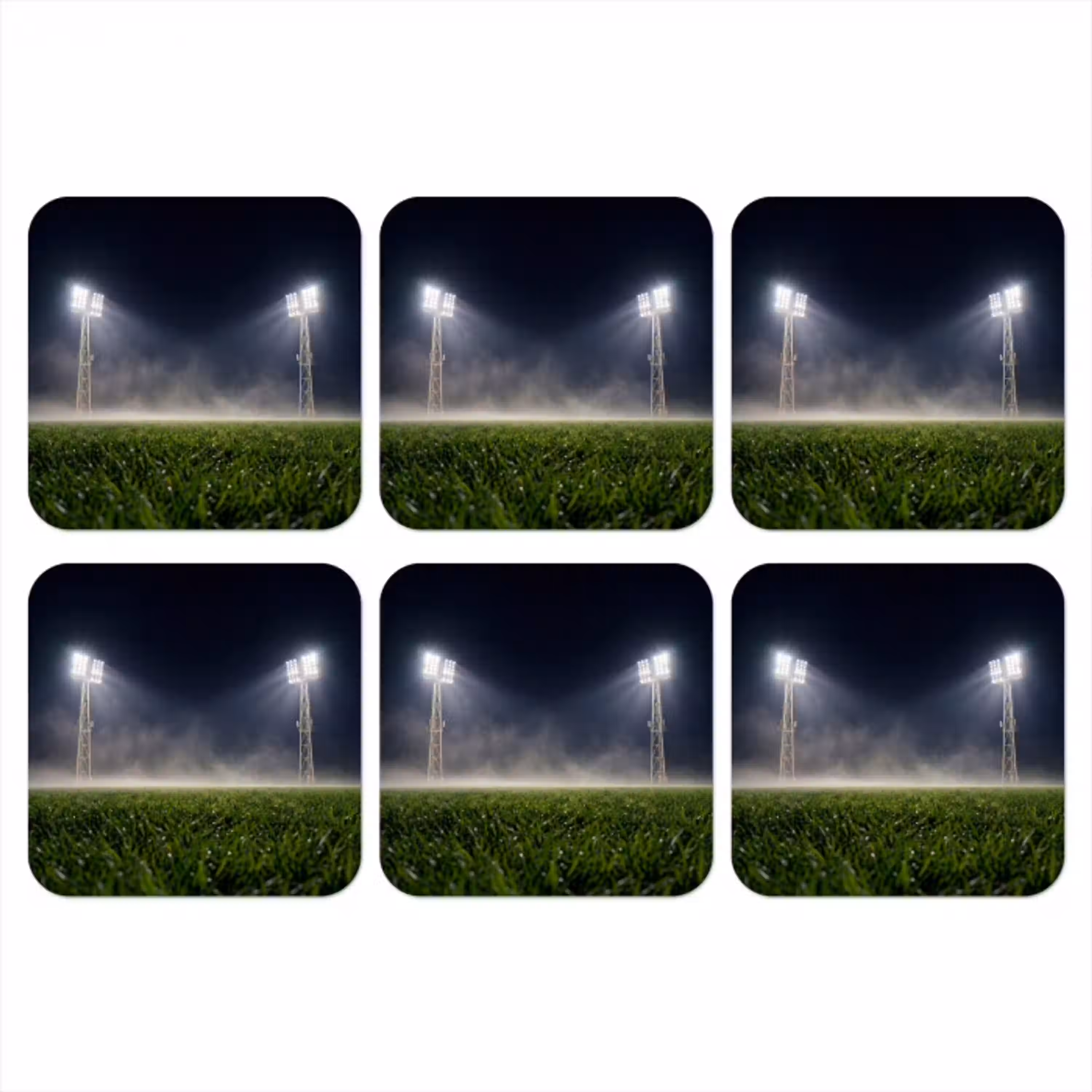 Stadion - Lichtmast - Sport - Nacht onderzetter kurk middel -3d