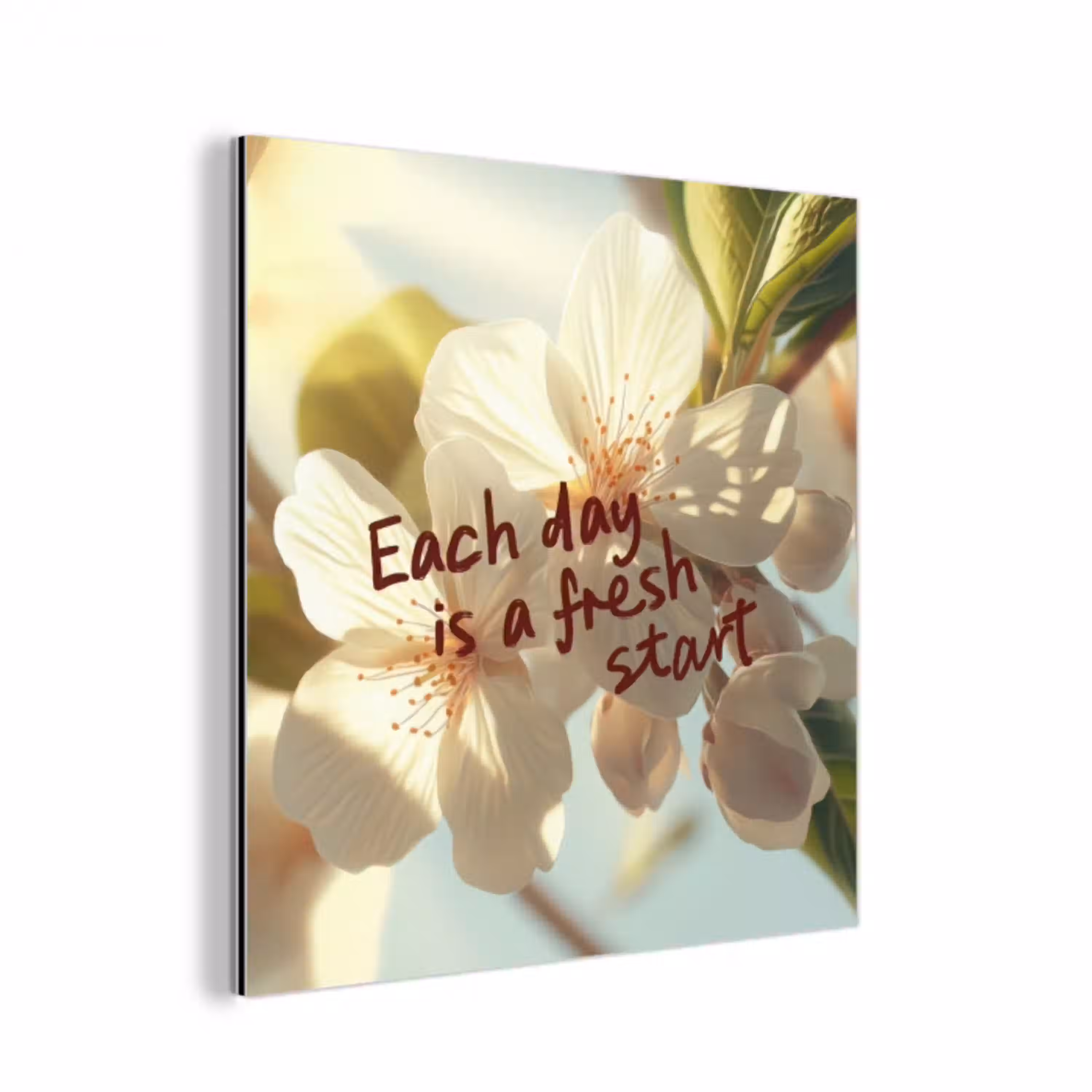 Bloesems - Zonlicht - Quote - Wit aluminium wit klein -3d