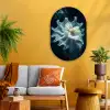 Zeewezen - Wit - Golven - Water Wandcirkel Ovaal Glas middel -sfeer4