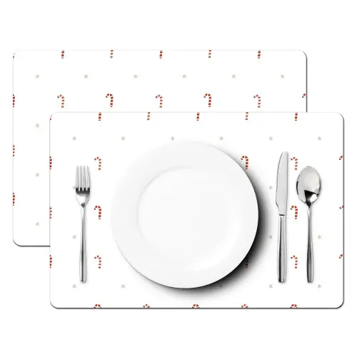Patroon - Sterren - Zuurstok - Wit Placemat vinyl groot 368 -zzsfeer2_Kitchenyeah-website