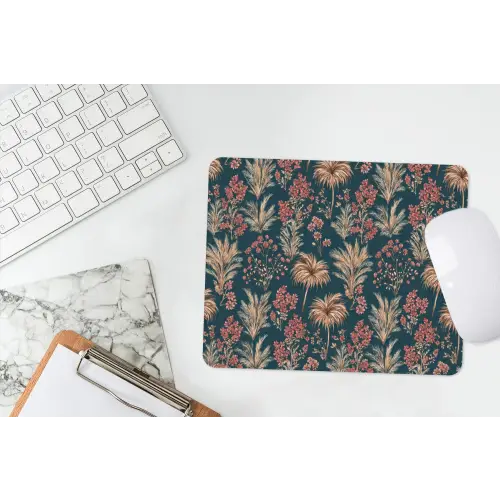 Botanisch - Patroon - Blauw muismat rubber klein 262 -witbureau