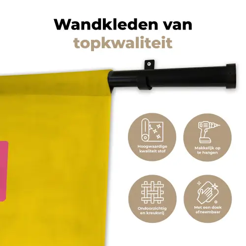 Geel - Roze - Oh - 3D Wandkleed katoen klein -sfeer2