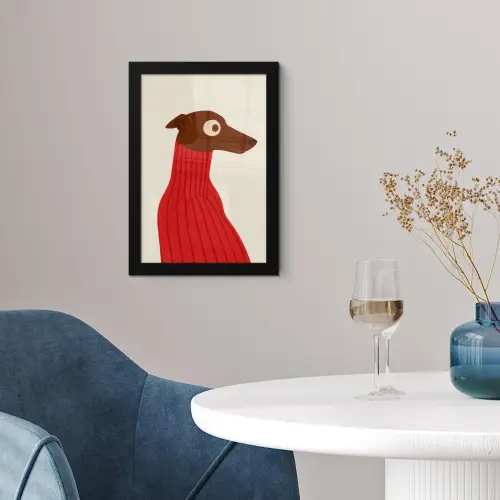 Silhouet - Hond - Trui - Rood fotolijst zwart zonder passe partout klein -sfeer4