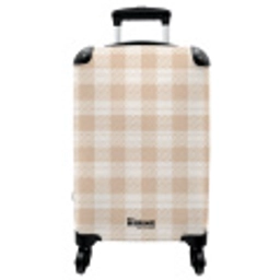 Geruit patroon in beige en crème met textuuraccenten NBS - Handbagage koffer - Vrouwen middel -3d