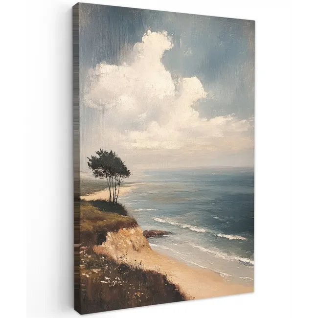 Klif - Zee - Boom Tuinposter op houten frame 2 cm dik klein -3d