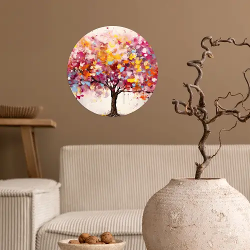 Aquarel - Boom - Kunst - Abstract Wandcirkel behangsticker klein -sfeer1