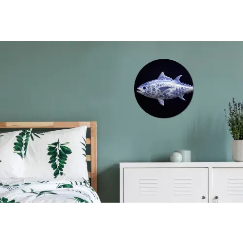 Porselein - Tonijn - Delfts - Blauw Wandcirkel aluminium klein -slaapkamer