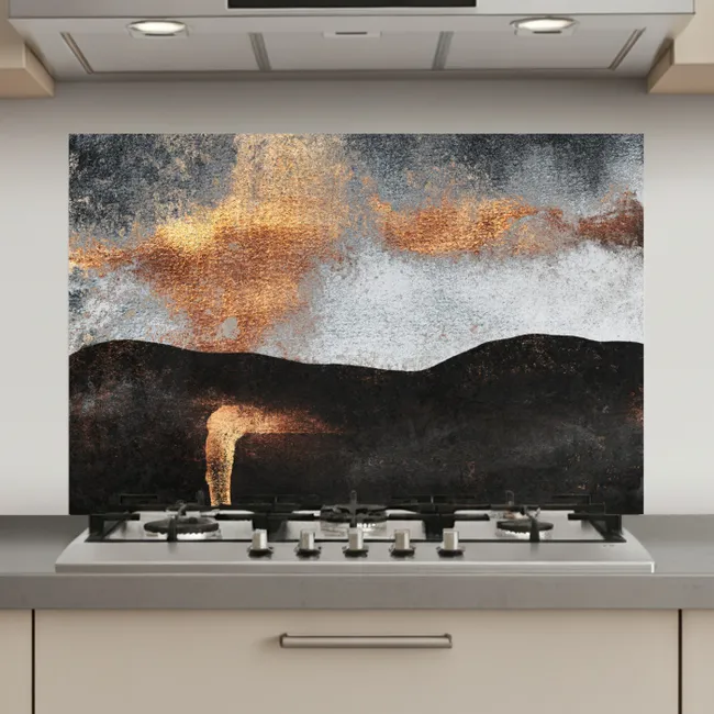 Abstract - Gold - Chic - Zwart - Grijs keuken achterwand spatscherm klein -3d_website