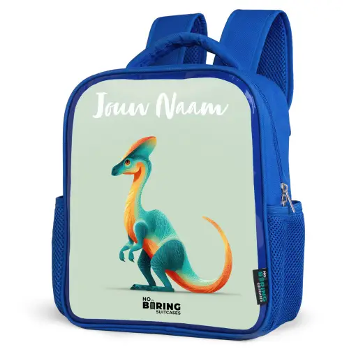 Dino - Blauw - Dier Kinderrugzak - Blauw middel -schuin