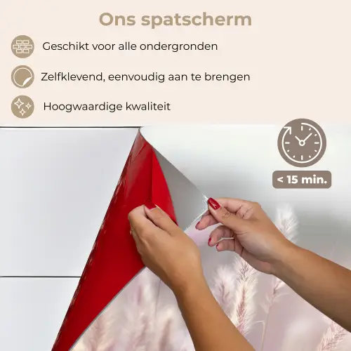 Graspluimen - Wind - Beige - Mistig keuken achterwand spatscherm klein -spatscherm_NL