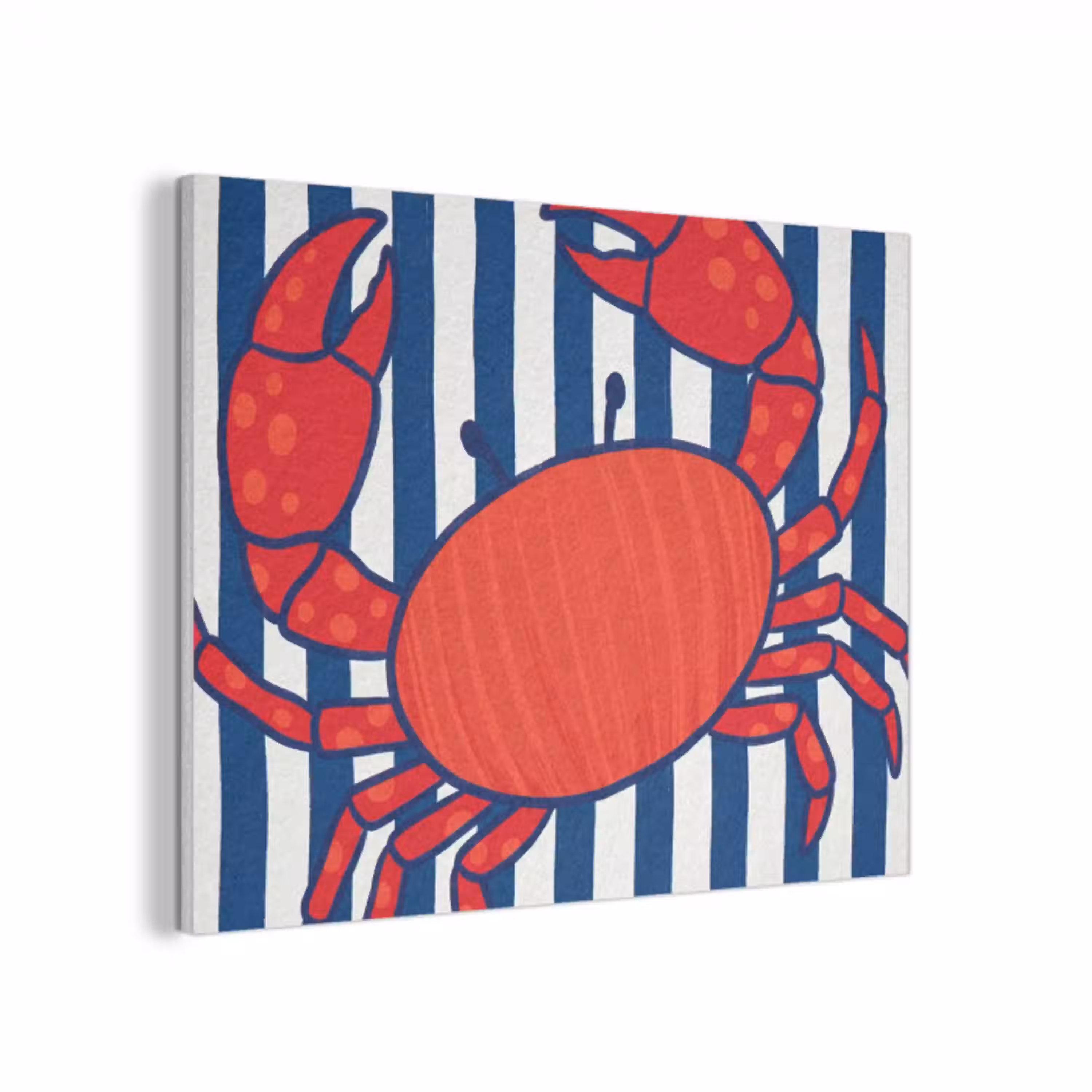 Krab - Strepen - Zeeleven - Illustratie - Rood PET vilt klein -3d