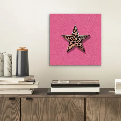 Ster - Luipaard - Print - Roze aluminium wit klein -sfeer1