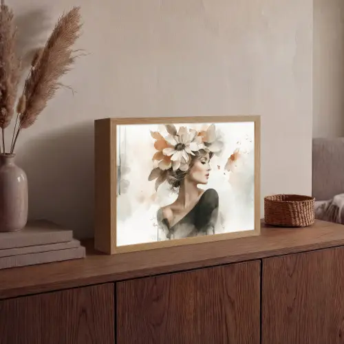 Bloesem - Portret - Gezicht Light Box met batterij (Wandlamp) middel -sfeer2