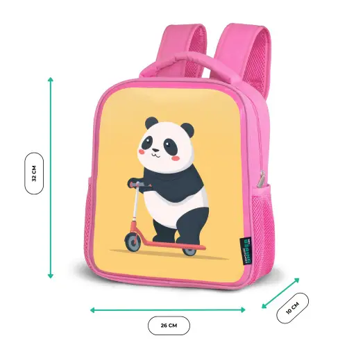 Panda - Step - Geel Kinderrugzak - Roze middel -productfoto_formaten