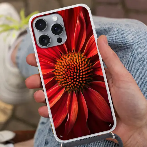 Close up - Bloem- Rood Hoesje iPhone 16 Pro Max met koord klein -sfeer3