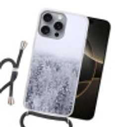 Bos - Sneeuw - Winter - Natuur - Wit Hoesje iPhone 16 Pro Max met koord klein -sfeer1