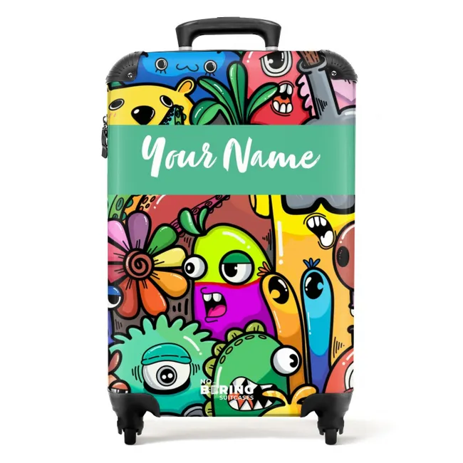 Kleurrijke Monsterparade NBS - Handbagage koffer - Kinderen Unisex middel -productfoto_recht