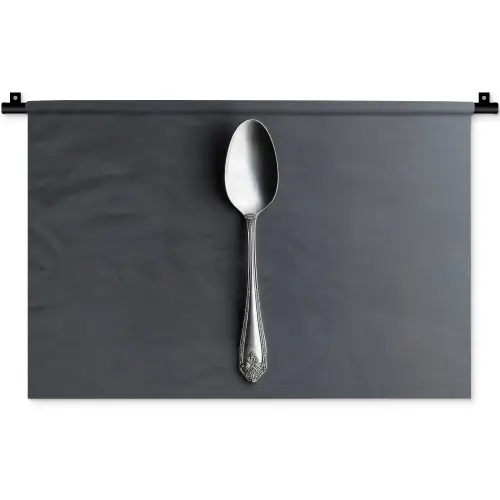 Zilver - Metaal - Lepel Wandkleed katoen klein -zz3d