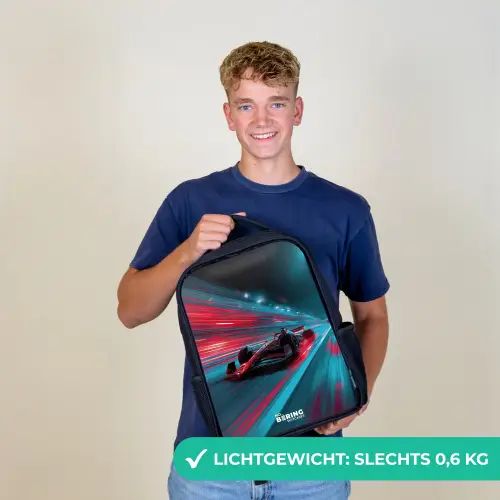 Raceauto - Baan - Neon - Verlichting Rugzak - Zwart middel -sfeer7_NL