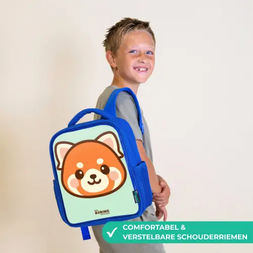 Kawai - Rode panda - Groen Kinderrugzak - Blauw middel -sfeer3_NL
