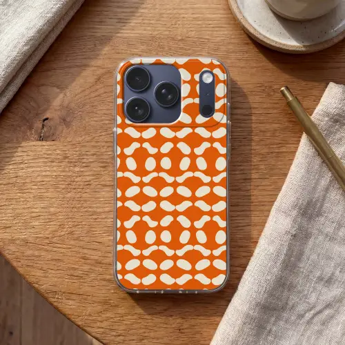 Oranje - Organische vormen - Wit Telefoonhoesje iPhone 17 Pro klein 878 -sfeer1
