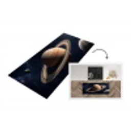 Planeten - Saturnus - Ruimte Keukenloper - keukenmat middel -3d