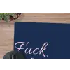 Fuck what they think - Blauw - Cursief muismat rubber klein -closeup