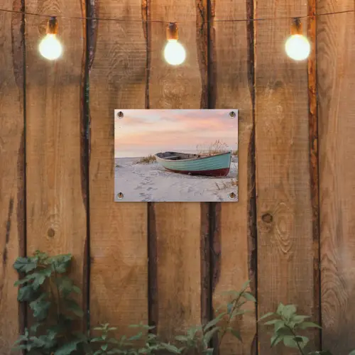 Rustiek - Roeiboot - Zandstrand tuinposter los doek klein -sfeer1