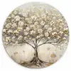 Boom - Beige - Goud - Verflook - Grijs Wandcirkel kunststof plaat 5mm dik klein -3d
