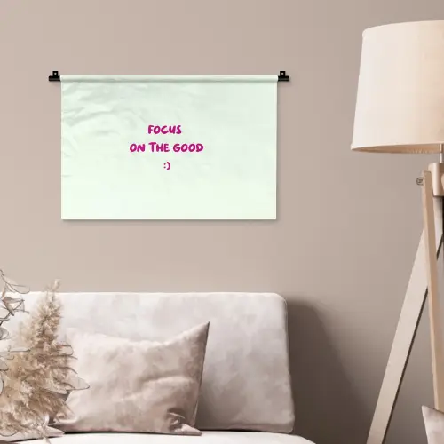 Focus - Beige - Roze - Smiley Wandkleed katoen klein -sfeer4