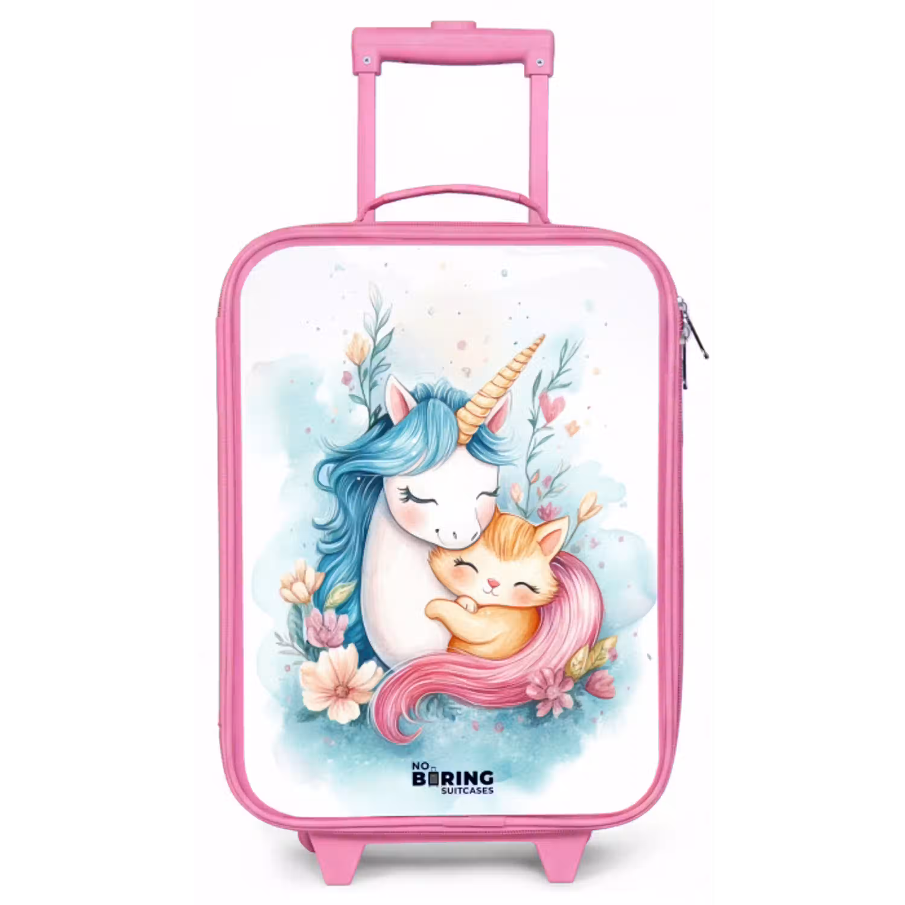 Eenhoorn met blauwe manen en oranje kitten Kinderkoffer - Roze klein -zz3dotto