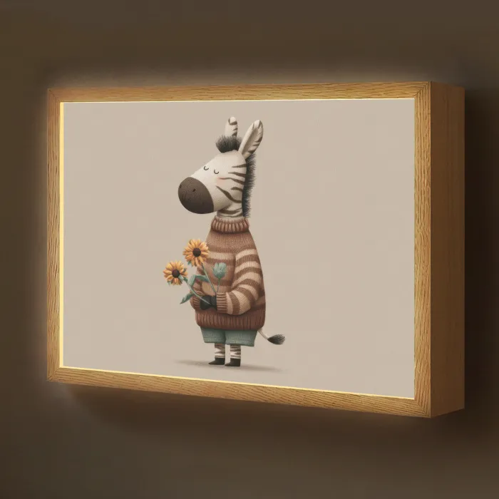 Zebra - Zonnebloemen - Warm Light Box met batterij (Wandlamp kind) middel -z3d_website