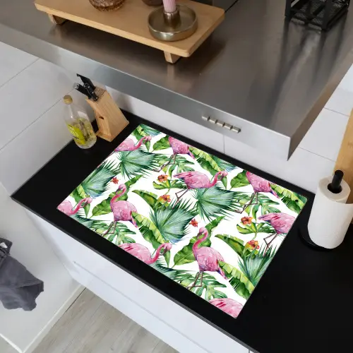 Bladeren - Flamingo - Bloemen - Jungle Inductie beschemer met haakjes klein -sfeer1