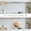 Bloem - Beige - Crème keuken achterwand spatscherm klein -voor_na_NL