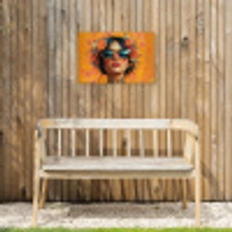 Vrouw - Bloemen - Aesthetic - Oranje Tuinposter op houten frame 2 cm dik klein -sfeer4