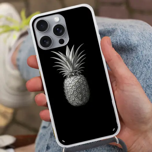 Ananas - Gedetailleerd - Bladeren Hoesje iPhone 16 Pro Max met koord klein -sfeer3