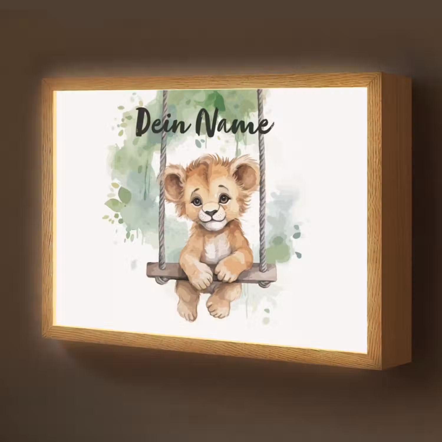 Lightbox - Wandlampe Kinderzimmer mit Namen - Löwe - Tier - Kinder - Dschungel