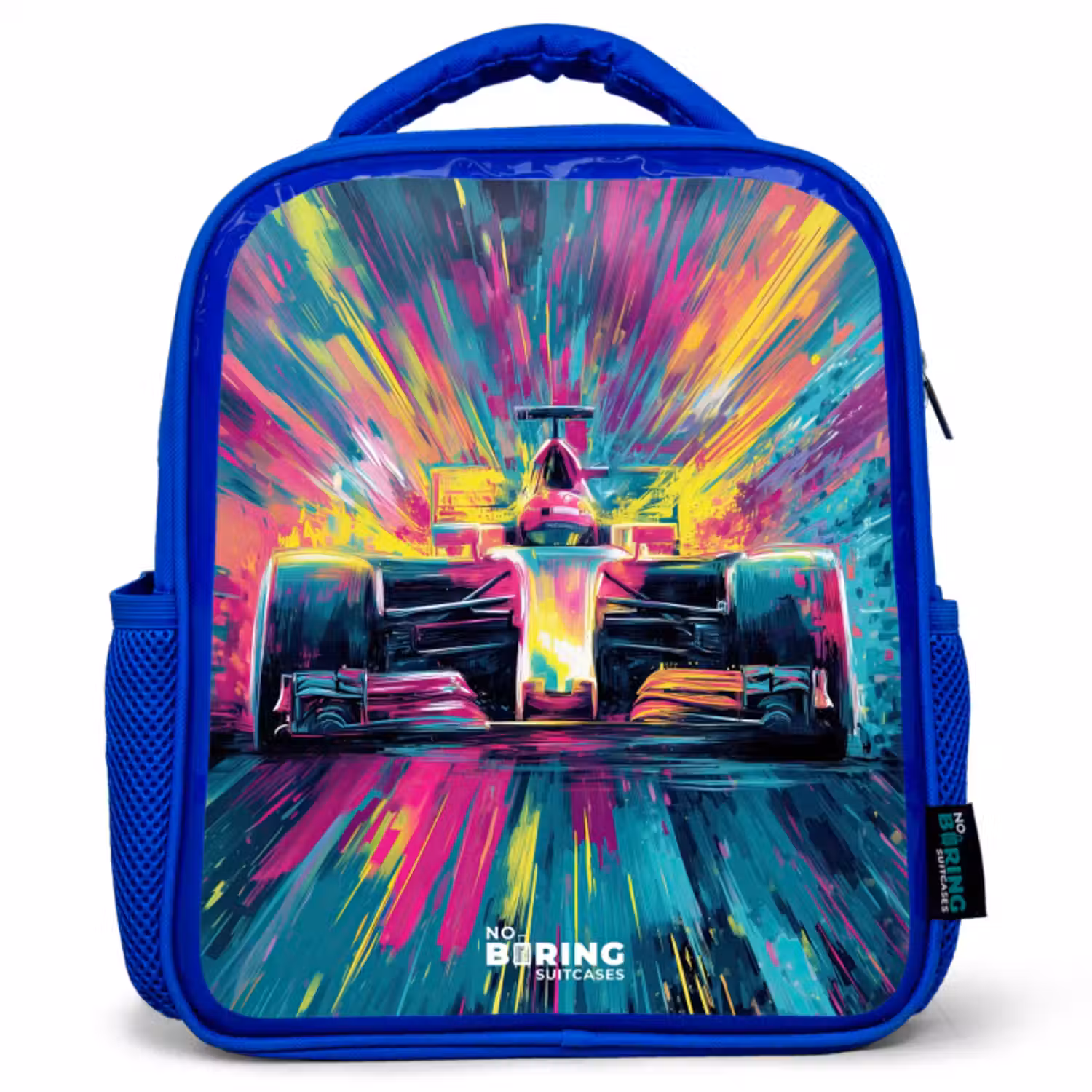 Rugzak kind - blauw - Raceauto - Explosie - Kleurrijk - Abstract