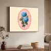 Bloemen - Blauw - Lijst - Bladeren Textielframe zwart klein -sfeer3