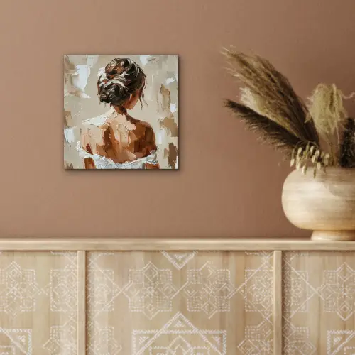 Vrouw - Verf - Abstract - Beige - Modern aluminium wit klein -sfeer4