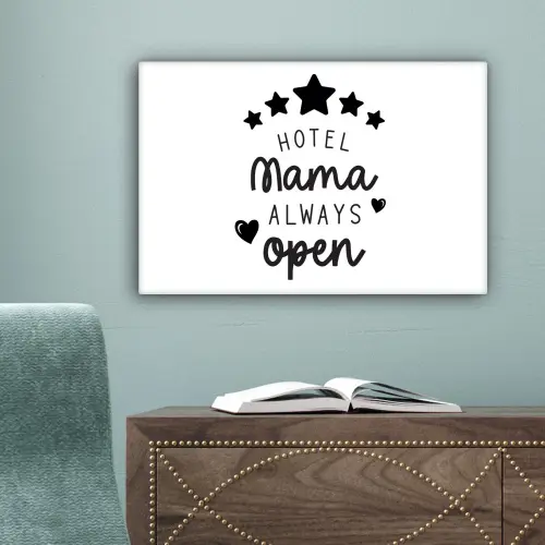 Spreuken - Hotel mama always open - Mama - Quotes canvas 2cm klein -sfeer4