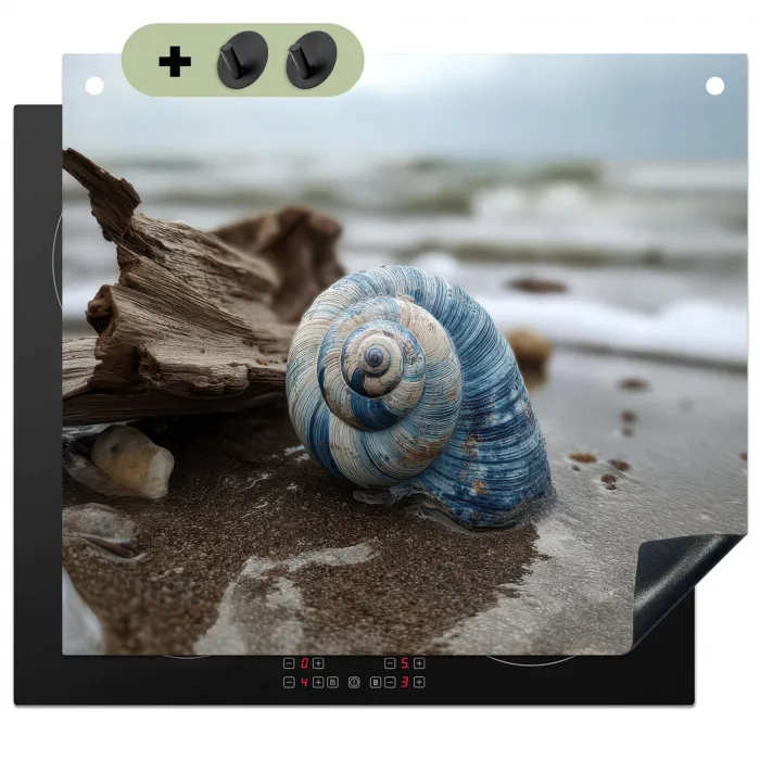Schelp - Strand - Blauw - Zee Inductie beschemer met haakjes middel -3d