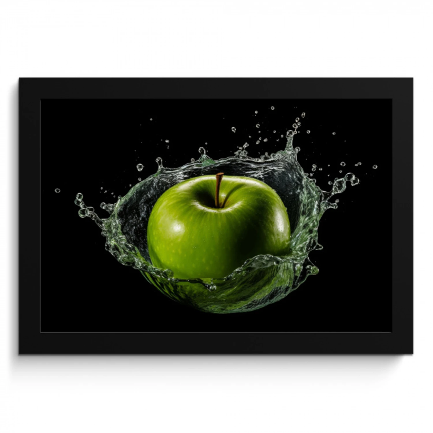 Appel - Groen - Fruit - Water - Zwart KitchenYeah - Keuken - Fotolijst klein -3d