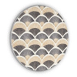 Waaier - Patroon - Zwart - Beige Akoestische PET Vilt - Rond klein 838 -3d